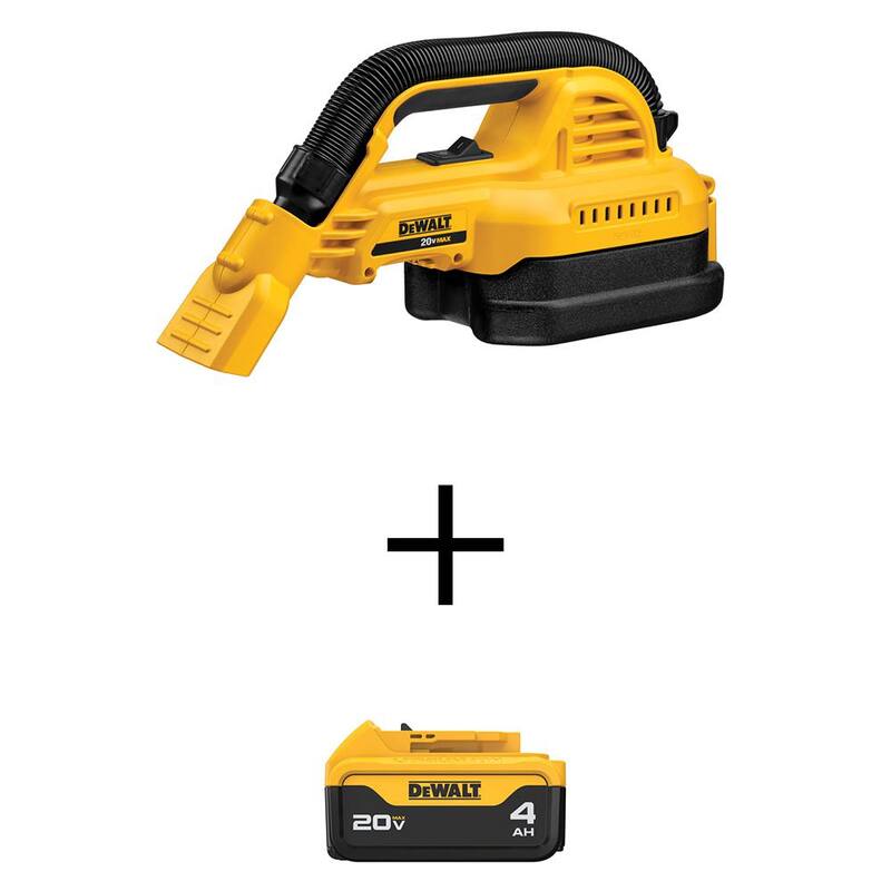 DEWALT 20V MAX Cordless 1/2 Gal. Wet/Dry Portable Vacuum and (1) 20V MAX Premium Lithium-Ion 4.0Ah Battery - DCV517BW204