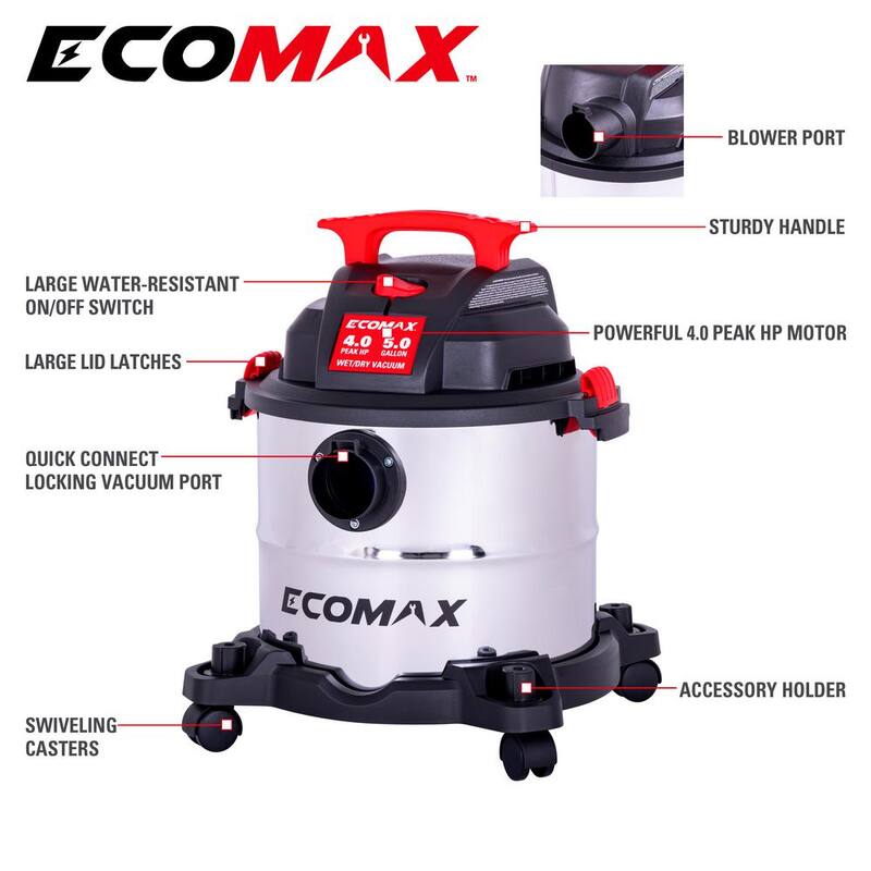 ECOMAX 5 Gal. Stainless Steel Vacuum - EM18115