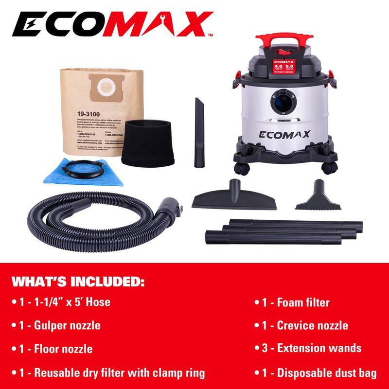 ECOMAX 5 Gal. Stainless Steel Vacuum - EM18115
