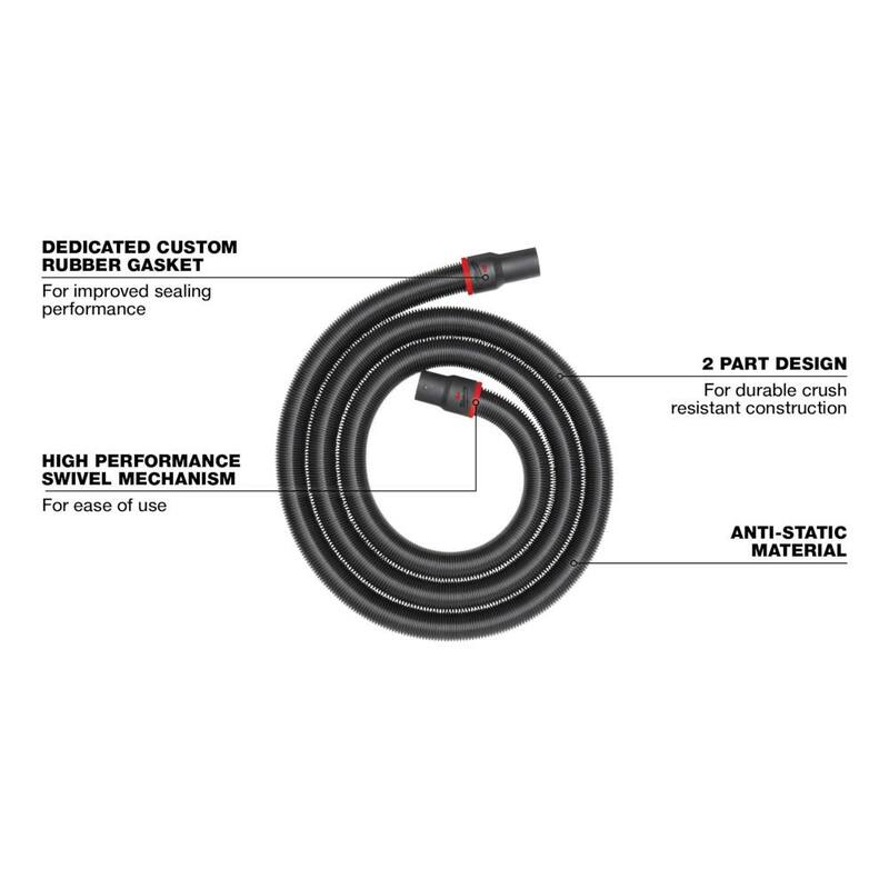 Milwaukee 2-1/2 in. 16 ft. Flexible Hose for Wet/Dry Shop Vacuums (1-Piece) - 49-90-2004