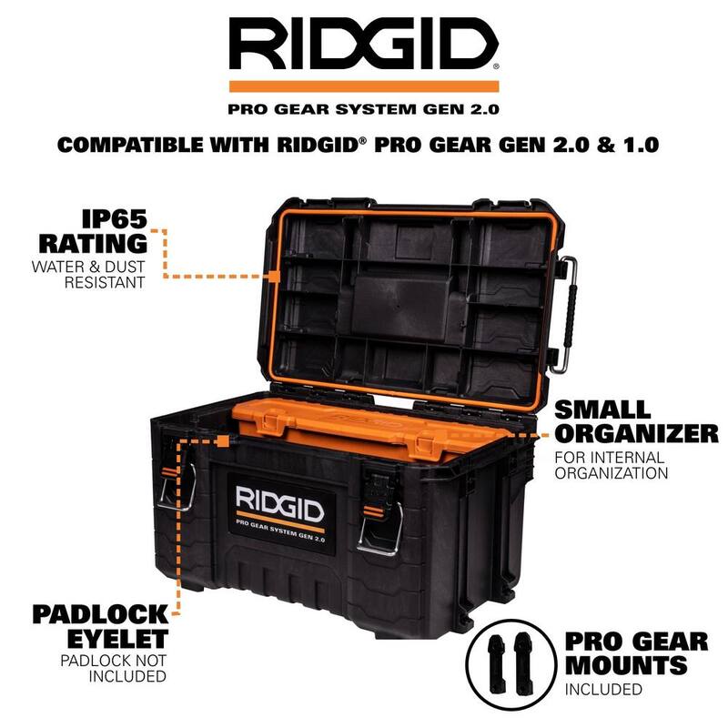 RIDGID 3 Gal. 18-Volt Cordless NXT Shop Vac Wet Dry Vacuum (Tool Only) with Pro Gear Attachment, Rolling Tool Cart and Tool Box - HD0318F