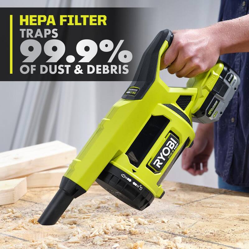 RYOBI ONE+ HP 18V 6.0 Ah Lithium-Ion HIGH PERFORMANCE Battery and Charger Kit with ONE+ HP 18V Brushless Jobsite Hand Vacuum - PSK016-PBLHV701B