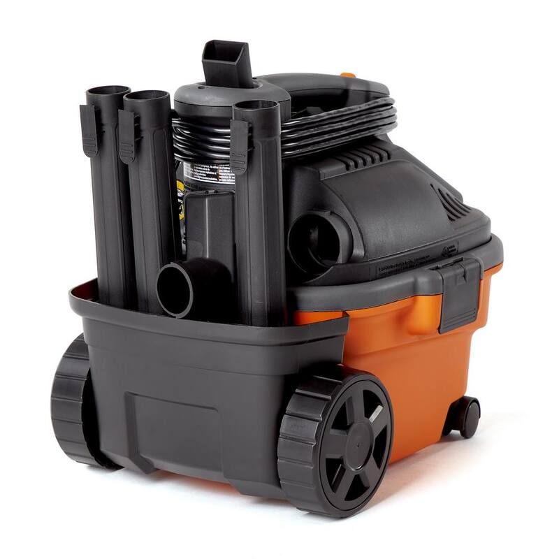 RIDGID 4 Gallon 5.0 Peak HP Portable Shop Vac Wet Dry Vacuum with Fine Dust Filter, Hose, Accessories and 14 ft. Locking Hose - WD4070B