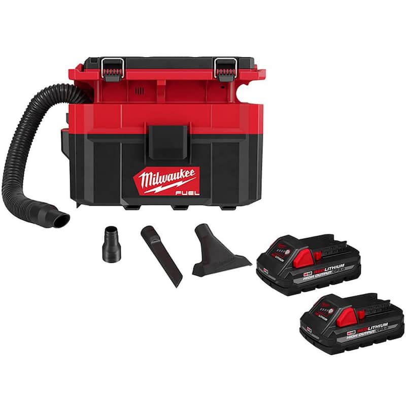 Milwaukee M18 FUEL PACKOUT 18-Volt Lithium-Ion Cordless 2.5 Gal. Wet/Dry Vacuum with 2 M18 HIGH OUTPUT 3.0 Ah Batteries - 0970-20-48-11-1837