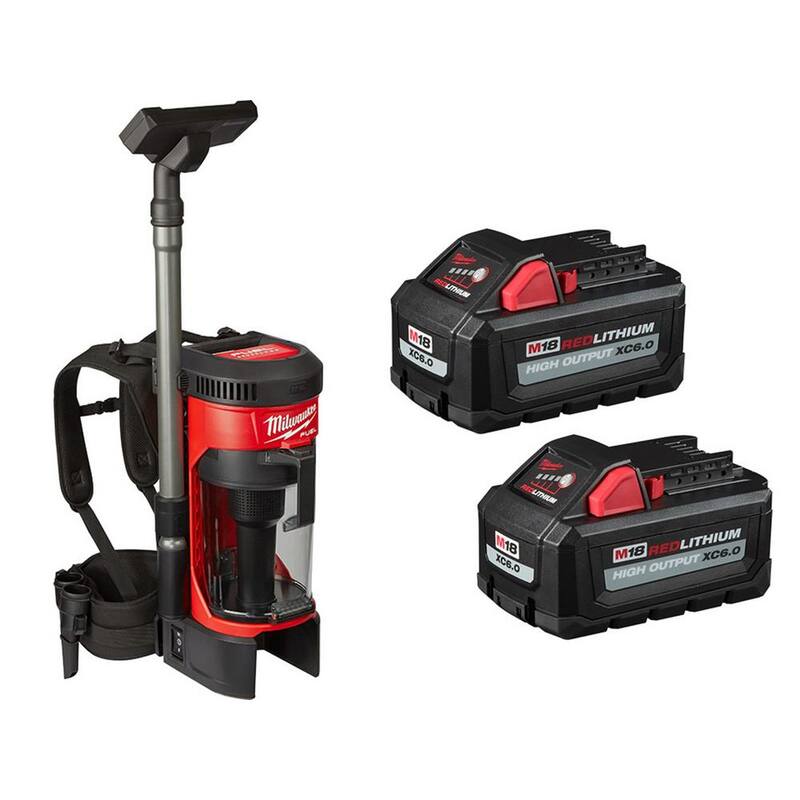 Milwaukee M18 FUEL 18-Volt Lithium-Ion Brushless 1 Gal. Cordless 3-in-1 Backpack Vacuum with (2) M18 HIGH OUTPUT 6.0 Ah Batteries - 0885-20-48-11-1862