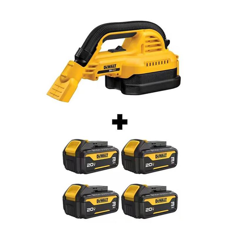 DEWALT 20-Volt Maximum Lithium-Ion Cordless 1/2 Gal. Wet/Dry Portable Vac with (4) 20-Volt 3.0 Ah Maximum Premium Battery Packs - DCV517BWCB200-4