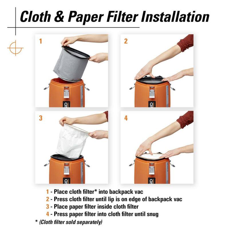 RIDGID Replacement Open Top Dry Pick-up Only General Debris Filter Bags for RIDGID 6 Quart NXT Backpack Vacuum HDB600 (2-Pack) - VFB600