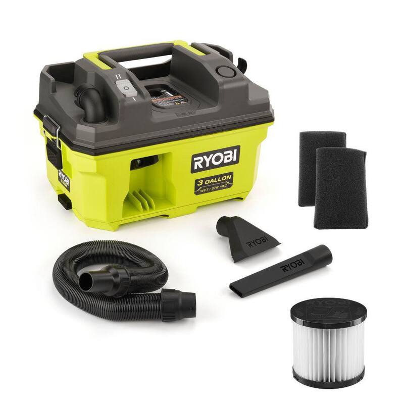 RYOBI ONE+ 18V LINK Cordless 3 Gal. Wet/Dry Vacuum (Tool Only) with Extra Filter and Foam Filter - PCL734B-A32VC05-A32WF03