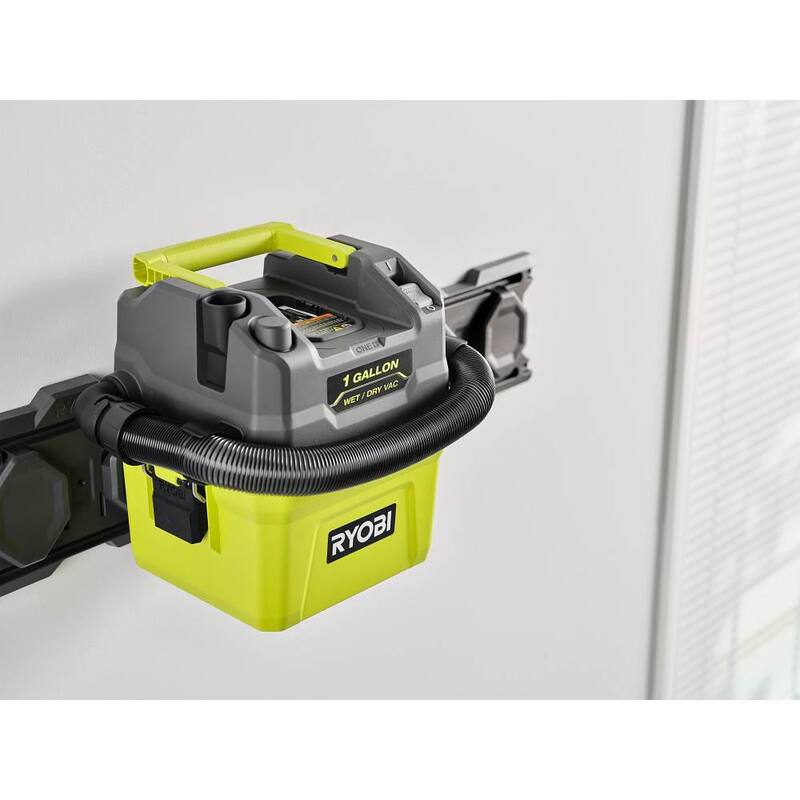 RYOBI ONE+ 18V Cordless 1 Gal. Wet/Dry Vacuum (Tool Only) with LINK Wall Rails (2-Pack) - PCL733B-STM504