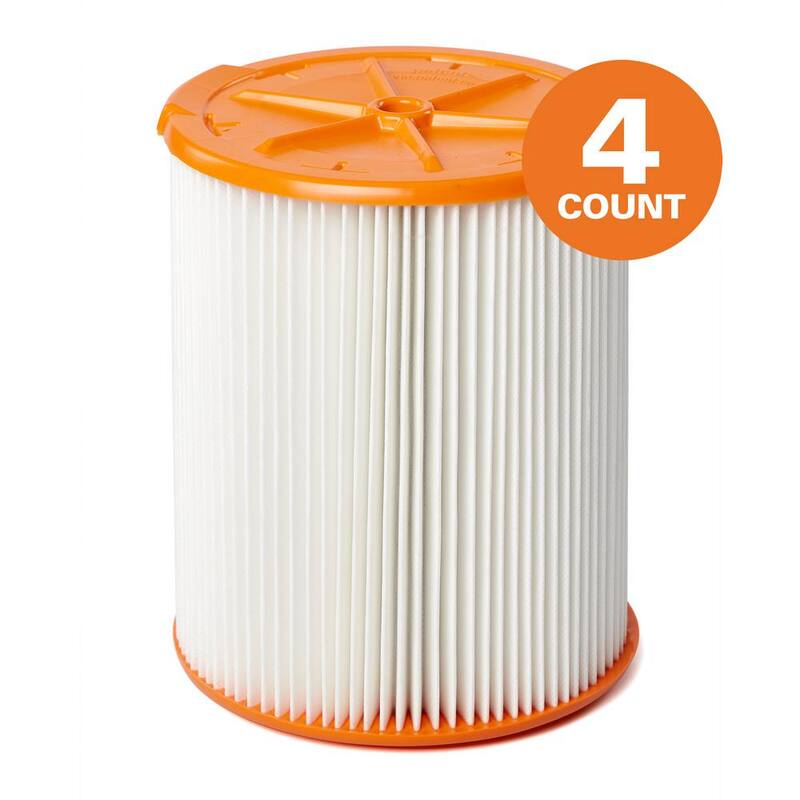 RIDGID HEPA Replacement Wet Dry Vacuum Shop Vac Filter for Most 5-16 Gallon RIDGID Shop Vacs (4-Pack) - VF8000B