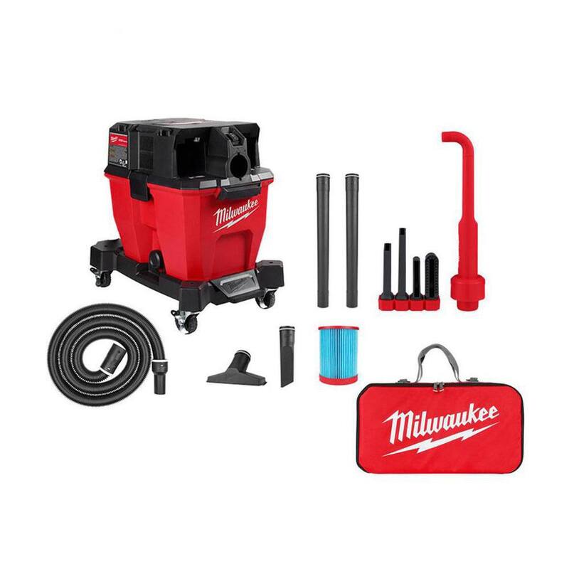 Milwaukee M18 FUEL 9 Gal. Cordless Dual-Battery Wet/Dry Shop Vacuum with AIR-TIP 1-1/4 in. - 2-1/2 in. Right Angle Tool and Bag - 0920-20-49-90-2026-49-90-2019