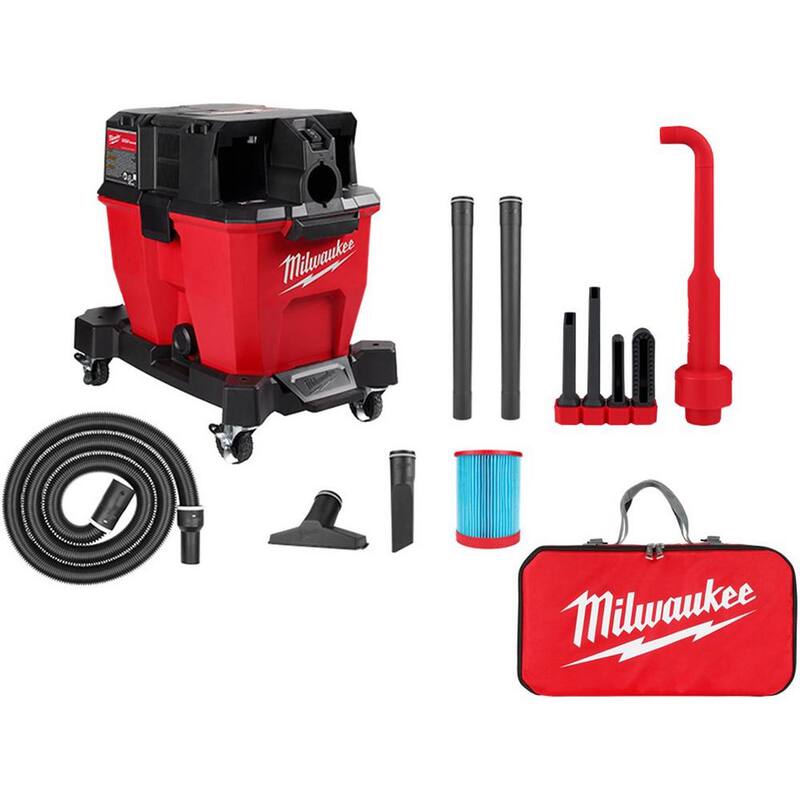 Milwaukee M18 FUEL 9 Gal. Cordless Dual-Battery Wet/Dry Shop Vacuum with AIR-TIP 1-1/4 in. - 2-1/2 in. Right Angle Tool and Bag - 0920-20-49-90-2026-49-90-2019