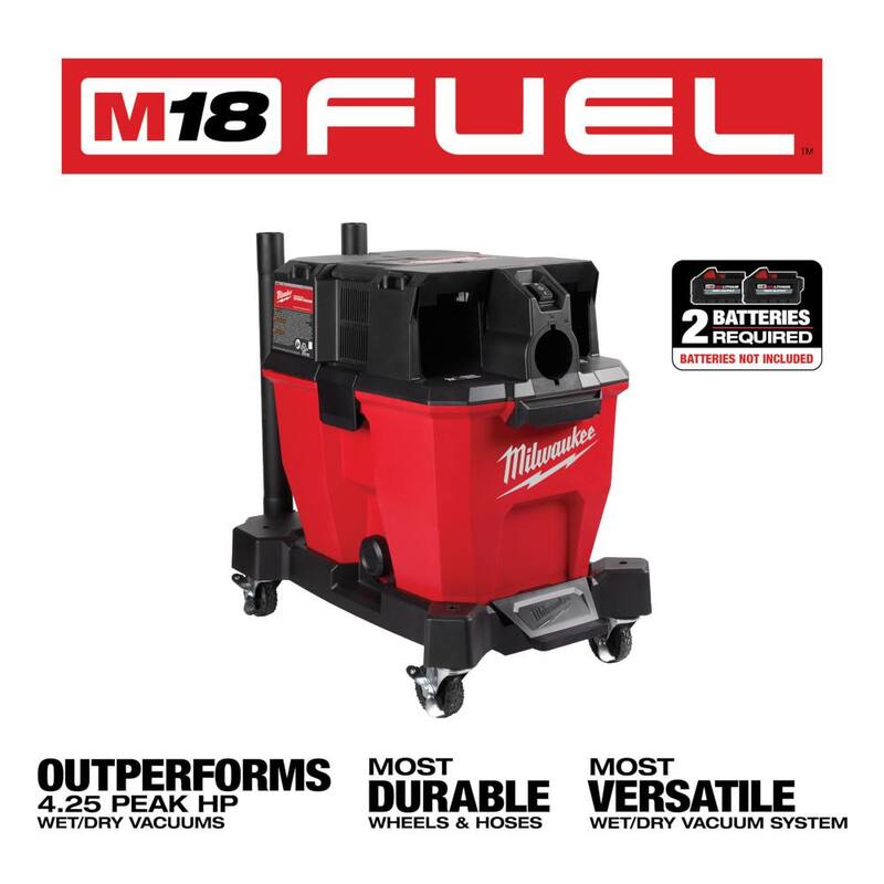 Milwaukee M18 FUEL 9 Gal. Cordless Dual-Battery Wet/Dry Shop Vacuum with AIR-TIP 1-1/4 in. - 2-1/2 in. Right Angle Tool and Bag - 0920-20-49-90-2026-49-90-2019