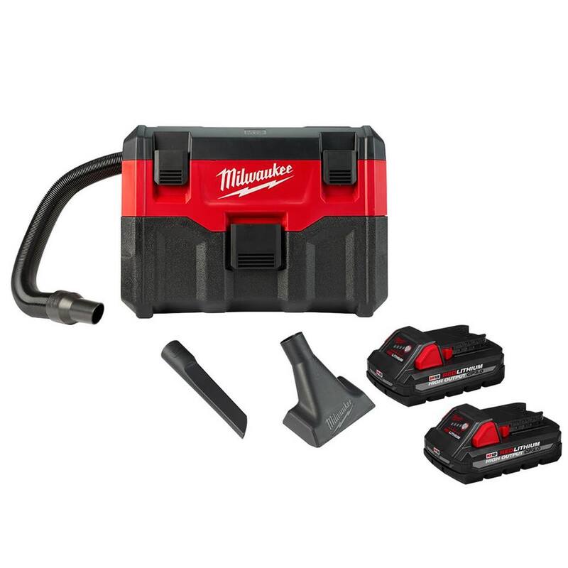Milwaukee M18 18-Volt 2 Gal. Lithium-Ion Cordless Wet/Dry Vacuum with 2 M18 HIGH OUTPUT 3.0 Ah Batteries - 0880-20-48-11-1837