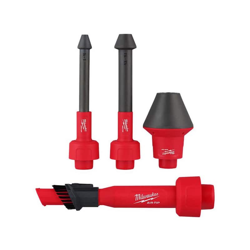 Milwaukee AIR-TIP 1-1/4 in. - 2-1/2 in. Conduit Line Puller Attachment and 2-IN-1 Utility Brush For Wet/Dry Shop Vacuums (4-Piece) - 49-90-2024-49-90-2028