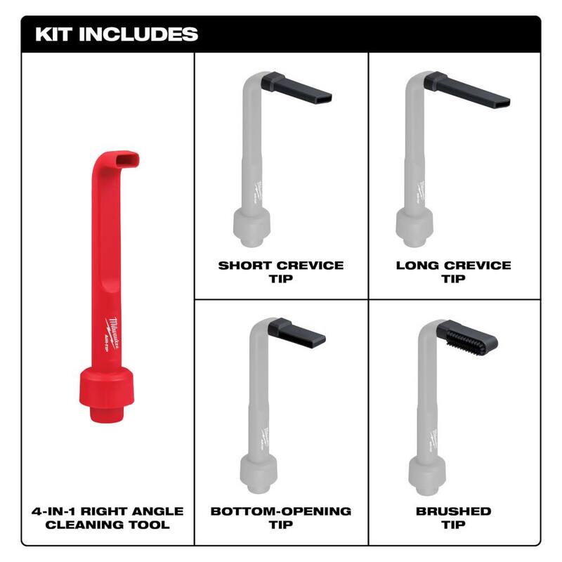 Milwaukee AIR-TIP 1-1/4 in. - 2-1/2 in. 4-IN-1 Right Angle Tool Wet/Dry Shop Vacuum Attachment - (5-Piece) - 49-90-2026