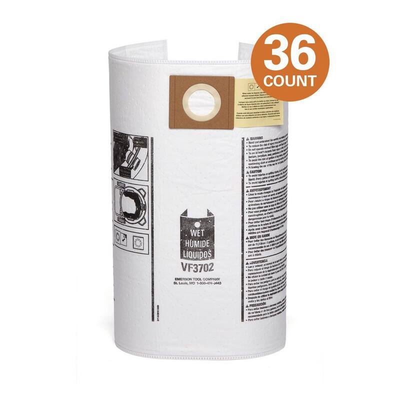 RIDGID Wet Dry Vacuum Premium Wet Mess or Dry Dust Debris Bags for Select 12-16 Gallon RIDGID Shop Vacs, Size A (36-Pack) - VF3702D