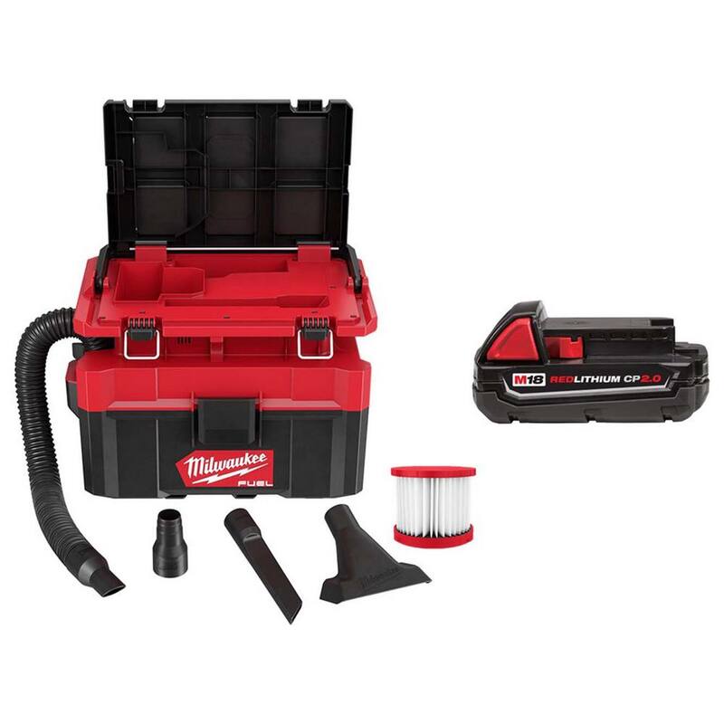 Milwaukee M18 FUEL PACKOUT 18-Volt Lithium-Ion Cordless 2.5 Gal. Wet/Dry Vacuum w/2.0ah Battery - 0970-20-48-11-1820