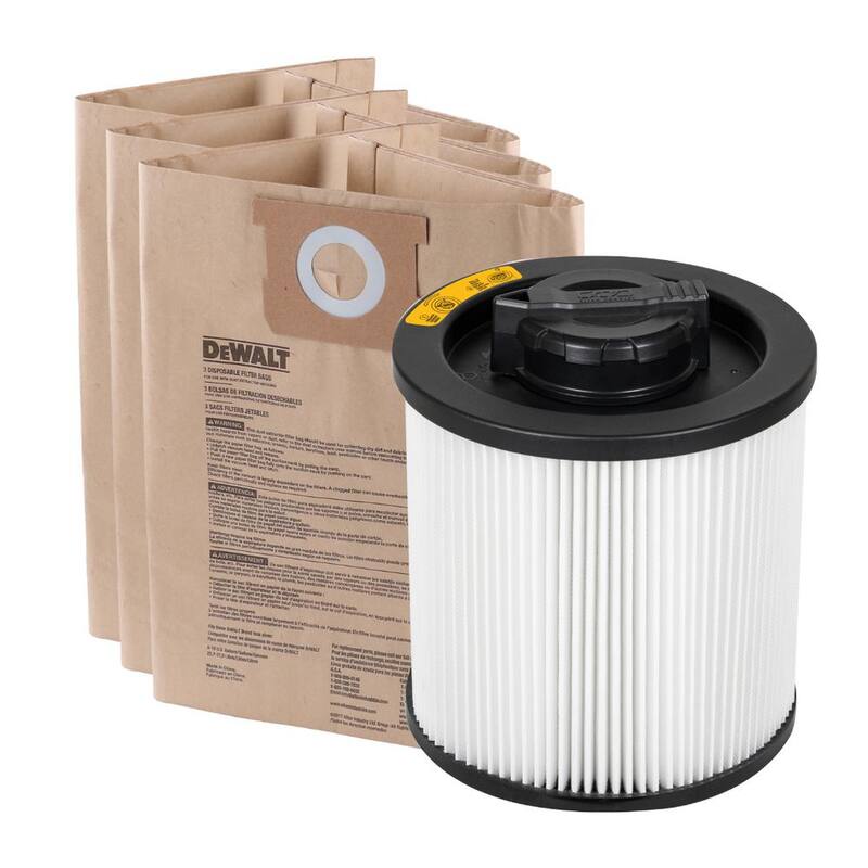 DEWALT 3-Pack Disposable Bag and Standard Cartridge Filter Combo Pack for 6-10 Gallon Wet/Dry Vacuums - 6910-4101
