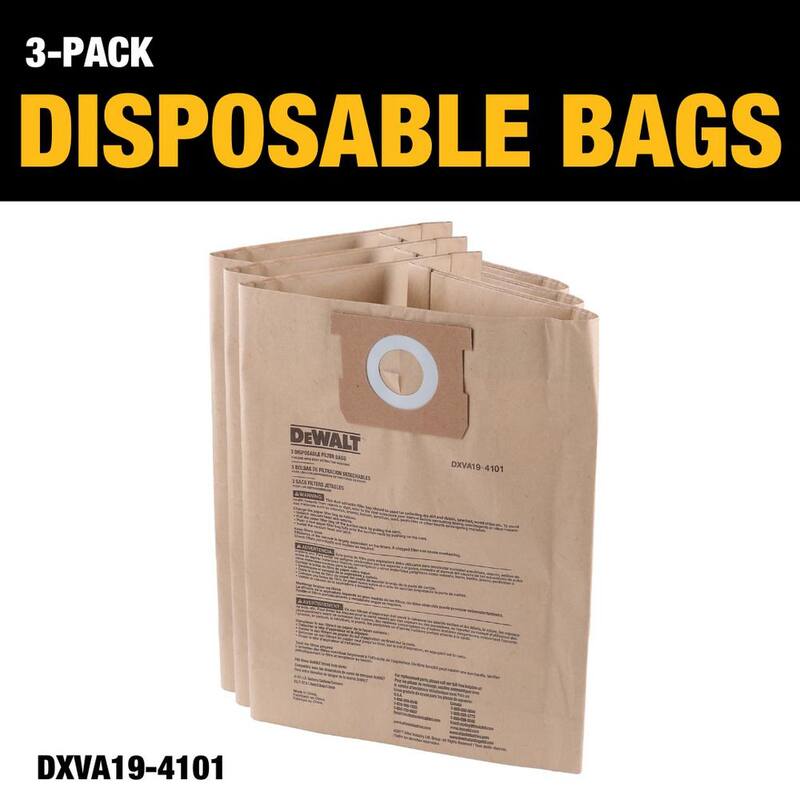 DEWALT 3-Pack Disposable Bag and Standard Cartridge Filter Combo Pack for 6-10 Gallon Wet/Dry Vacuums - 6910-4101