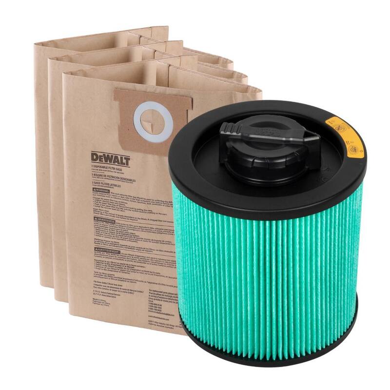 DEWALT 3-Pack Disposable Bag and HEPA Cartridge Filter Combo Pack for 6-10 Gallon Wet/Dry Vacuums - 6914-4101