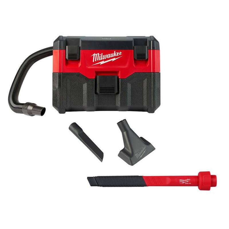 Milwaukee M18 18-Volt 2 Gal. Lithium-Ion Cordless Wet/Dry Vacuum w/AIR-TIP 1-1/4 in. - 2-1/2 in. Flexible Crevice Tool - 0880-20-49-90-2030