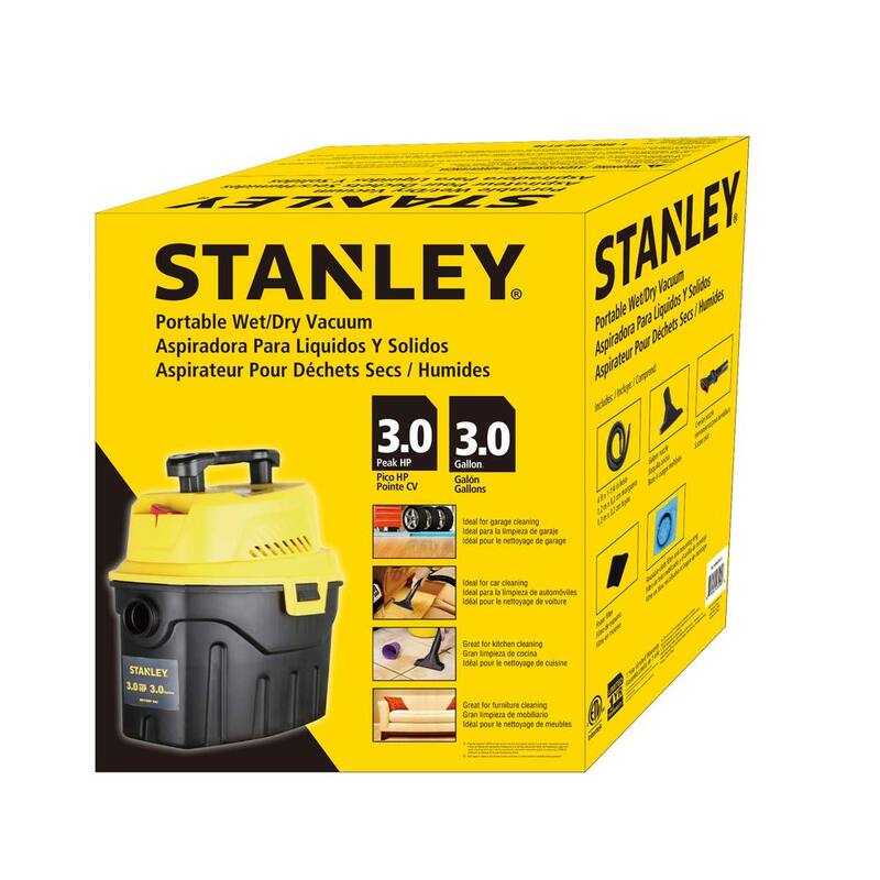 Stanley 3 Gal. Portable Wet/Dry Vacuum with Hose Accessories - SL18910P-3T