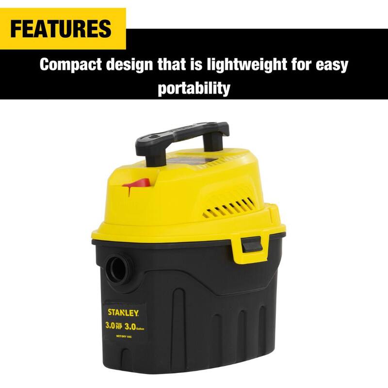 Stanley 3 Gal. Portable Wet/Dry Vacuum with Hose Accessories - SL18910P-3T
