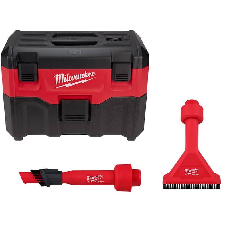Milwaukee M18 18-Volt 2 Gal. Lithium-Ion Cordless Wet/Dry Vacuum with AIR-TIP 1-1/4 in. - 2-1/2 in. (2-Piece) Brush and Nozzle Kit - 0880-20-49-90-2028-49-90-2038