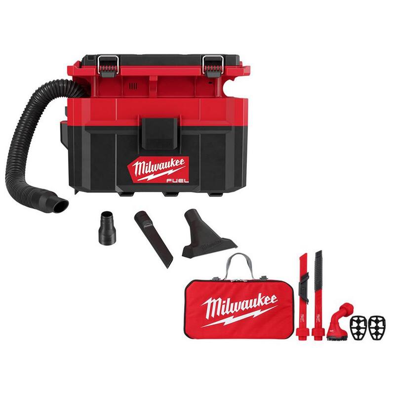 Milwaukee M18 FUEL PACKOUT Cordless 2.5 Gal. Wet/Dry Vacuum with AIR-TIP 1-1/4 in. - 2-1/2 in. (4-Piece) Automotive Kit - 0970-20-49-90-2019A