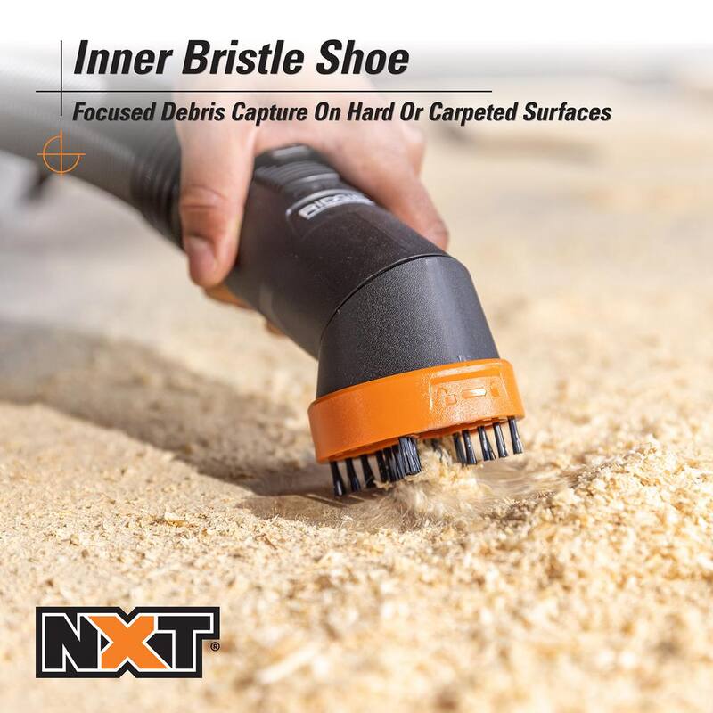 RIDGID 2-1/2 in. NXT Max Rotating Dusting Brush Shoe Kit with Rubber, Soft, Inner Bristles for RIDGID NXT Wet Dry Vacuums - SK0100