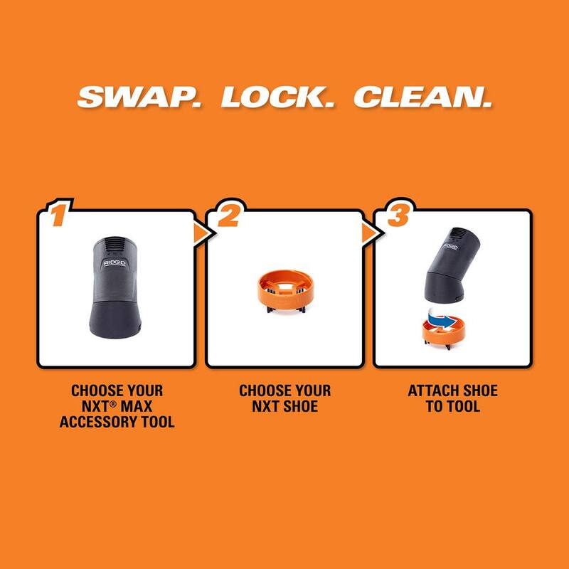RIDGID 2-1/2 in. NXT Max Rotating Dusting Brush Shoe Kit with Rubber, Soft, Inner Bristles for RIDGID NXT Wet Dry Vacuums - SK0100