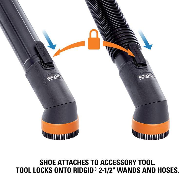 RIDGID 2-1/2 in. NXT Max Rotating Dusting Brush Shoe Kit with Rubber, Soft, Inner Bristles for RIDGID NXT Wet Dry Vacuums - SK0100