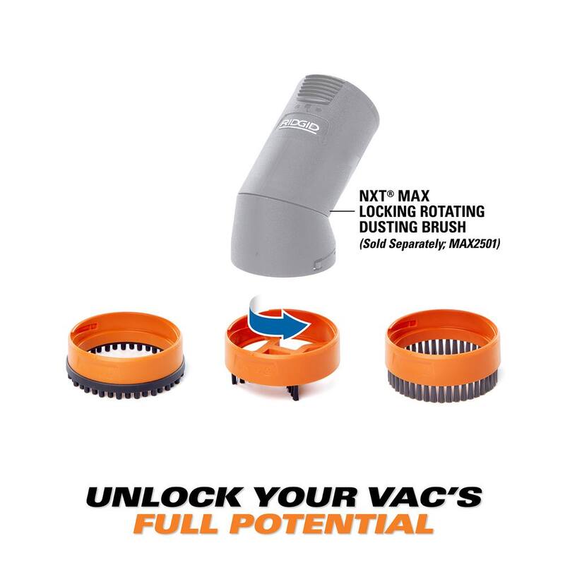 RIDGID 2-1/2 in. NXT Max Rotating Dusting Brush Shoe Kit with Rubber, Soft, Inner Bristles for RIDGID NXT Wet Dry Vacuums - SK0100