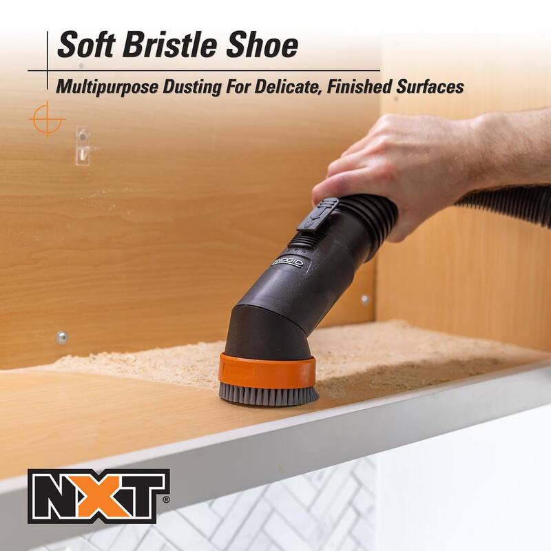 RIDGID 2-1/2 in. NXT Max Rotating Dusting Brush Shoe Kit with Rubber, Soft, Inner Bristles for RIDGID NXT Wet Dry Vacuums - SK0100
