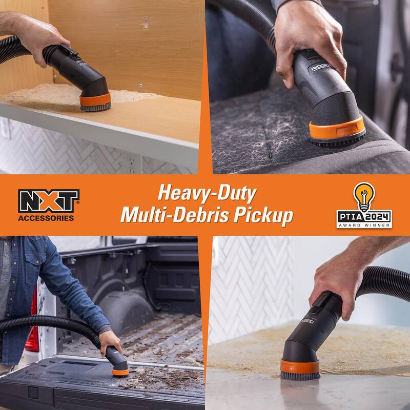 RIDGID 2-1/2 in. NXT Max Rotating Dusting Brush Shoe Kit with Rubber, Soft, Inner Bristles for RIDGID NXT Wet Dry Vacuums - SK0100