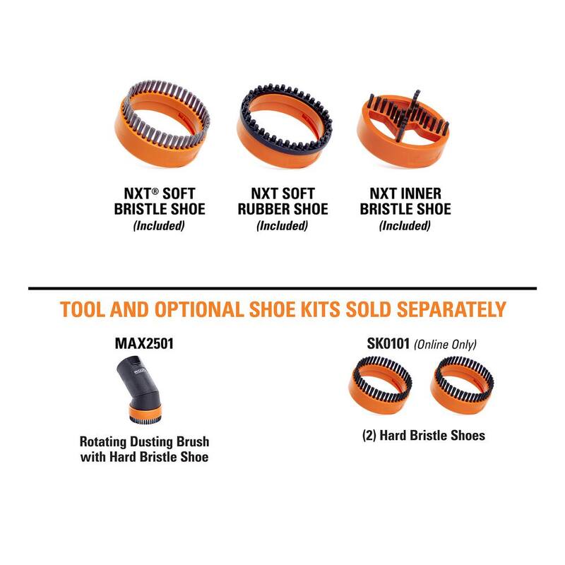 RIDGID 2-1/2 in. NXT Max Rotating Dusting Brush Shoe Kit with Rubber, Soft, Inner Bristles for RIDGID NXT Wet Dry Vacuums - SK0100
