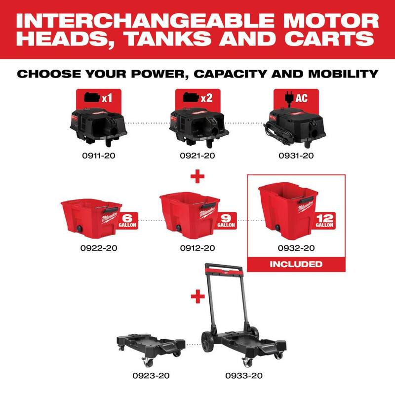 Milwaukee M18 12 Gal. Wet/Dry Shop Vacuum Tank - 0932-20