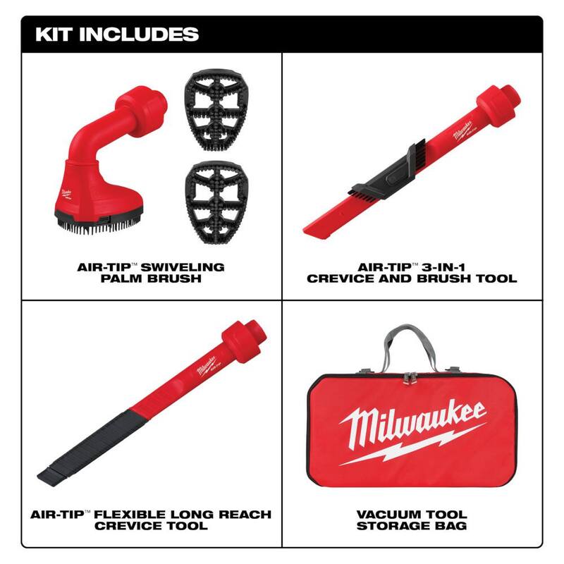 Milwaukee M18 FUEL 6 Gal. Cordless Wet/Dry Shop Vacuum W/AIR-TIP 1-1/4 in. - 2-1/2 in. Crevice and Utility Nozzle Automotive Kit - 0910-20-49-90-2019A