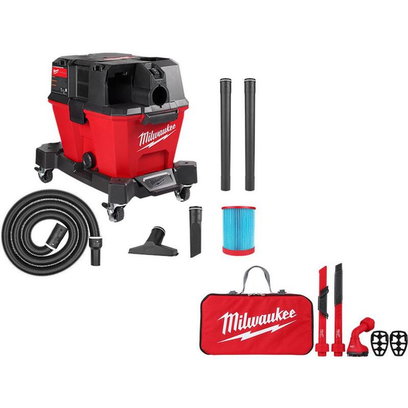 Milwaukee M18 FUEL 6 Gal. Cordless Wet/Dry Shop Vacuum W/AIR-TIP 1-1/4 in. - 2-1/2 in. Crevice and Utility Nozzle Automotive Kit - 0910-20-49-90-2019A