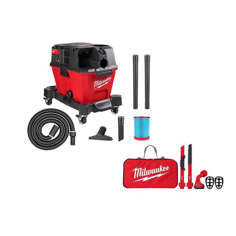 Milwaukee M18 FUEL 6 Gal. Cordless Wet/Dry Shop Vacuum W/AIR-TIP 1-1/4 in. - 2-1/2 in. Crevice and Utility Nozzle Automotive Kit - 0910-20-49-90-2019A