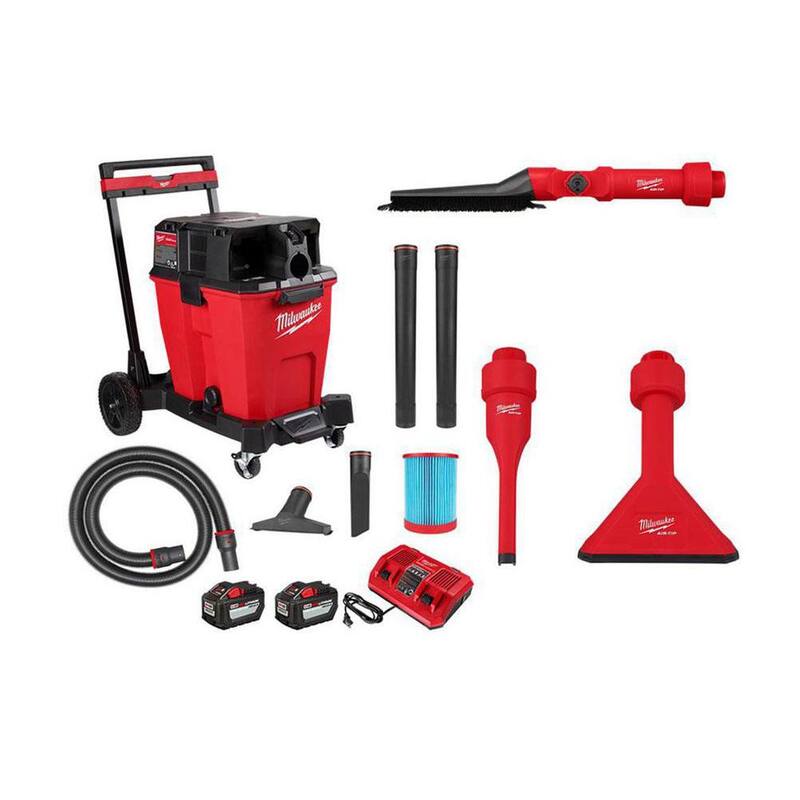 Milwaukee M18 FUEL 12 Gal. Cordless Dual-Battery Wet/Dry Shop Vac Kit w/AIR-TIP 1-1/4 in. - 2-1/2 in. (3-Piece) Non-Marring Kit - 0930-22HD-49-90-2027-49-90-2034