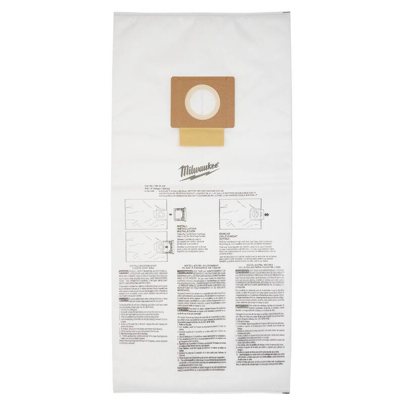 Milwaukee Fleece Dust Bags for 12 Gal. M18 FUEL Cordless Wet/Dry Shop Vacuums (5-Pack) - 49-90-1999
