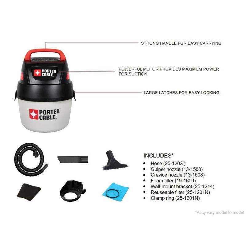Porter-Cable 1 Gal. 1.5 Peak HP Wet/Dry Vacuum - PCX18125P