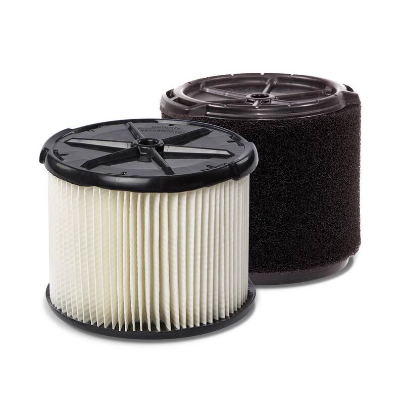 RIDGID General Debris Pleated Paper and Wet Debris Foam Wet Dry Vacuum Filters for Most 3-4.5 Gallon RIDGID Shop Vacs (2-Pack) - VF3437