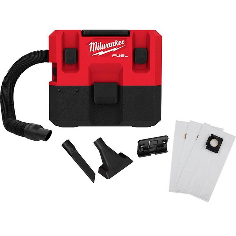 Milwaukee M12 FUEL 12-Volt Lithium-Ion Cordless 1.6 Gal. Wet/Dry Shop Vacuum with 3 Pk Fleece Dust Bags - 0960-20-49-90-2016