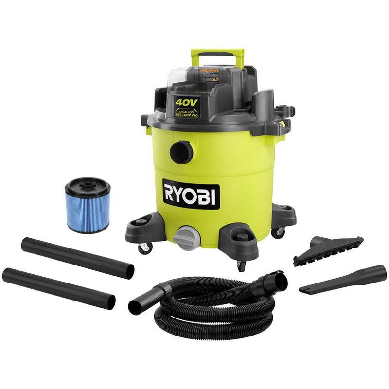 RYOBI 40V 10 Gal. Cordless Wet/Dry Vacuum (Tool Only) with HEPA Replacement Filter - RY40WD01B-A32RF07