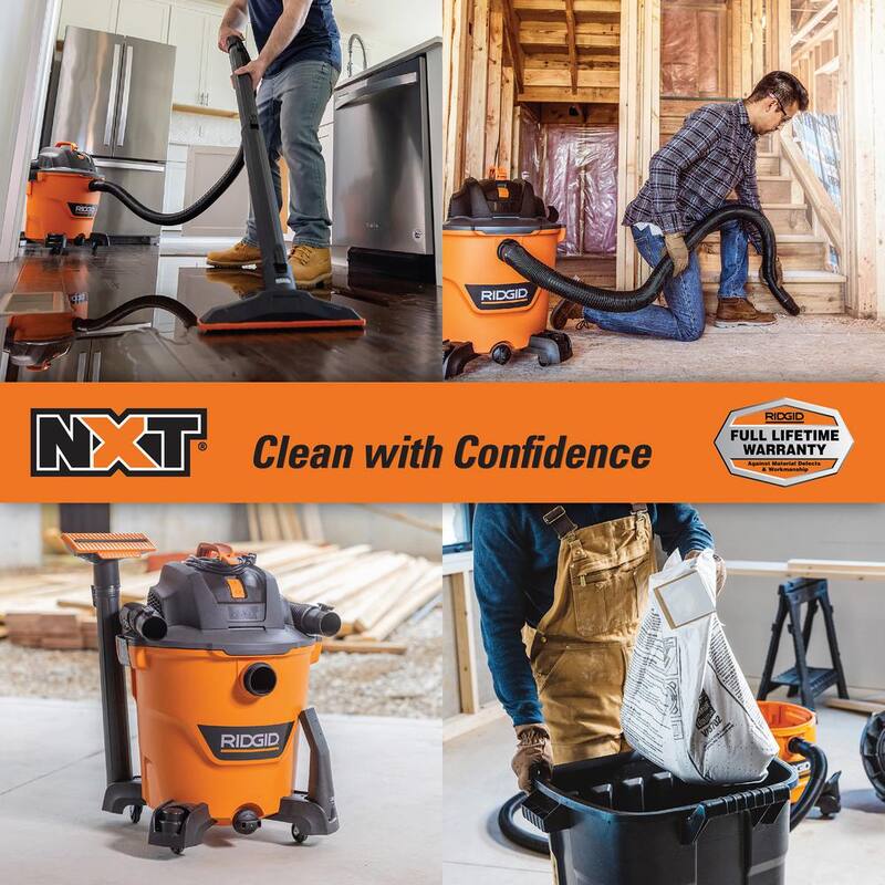 RIDGID 12 Gallon 5.0 Peak HP NXT Shop Vac Wet Dry Vacuum with Filter, Hose, Accessories, Wet Filter and Wet Debris Bags - HD1200ST