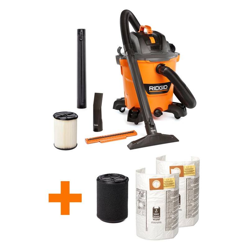 RIDGID 12 Gallon 5.0 Peak HP NXT Shop Vac Wet Dry Vacuum with Filter, Hose, Accessories, Wet Filter and Wet Debris Bags - HD1200ST