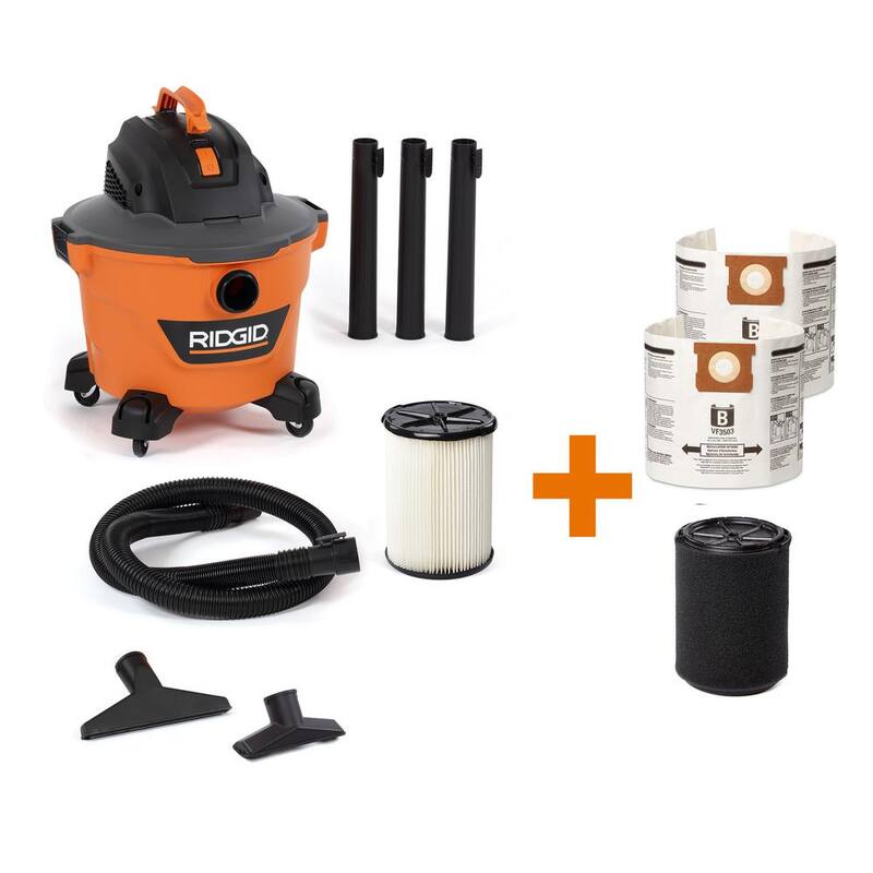 RIDGID 9 Gallon 4.25 Peak HP NXT Shop Vac Wet Dry Vacuum with General Debris Filter, Wet Filter, Dust Bags and Accessories - HD0900B
